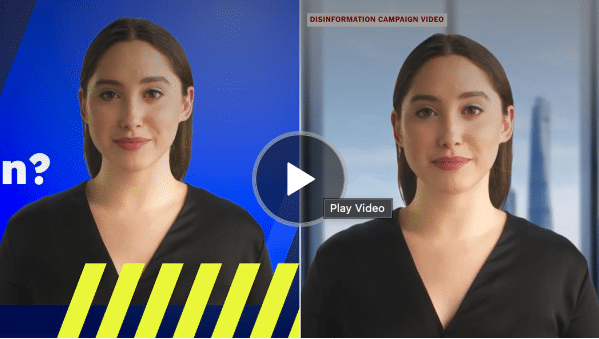 A deepfake video with an AI fabricated
